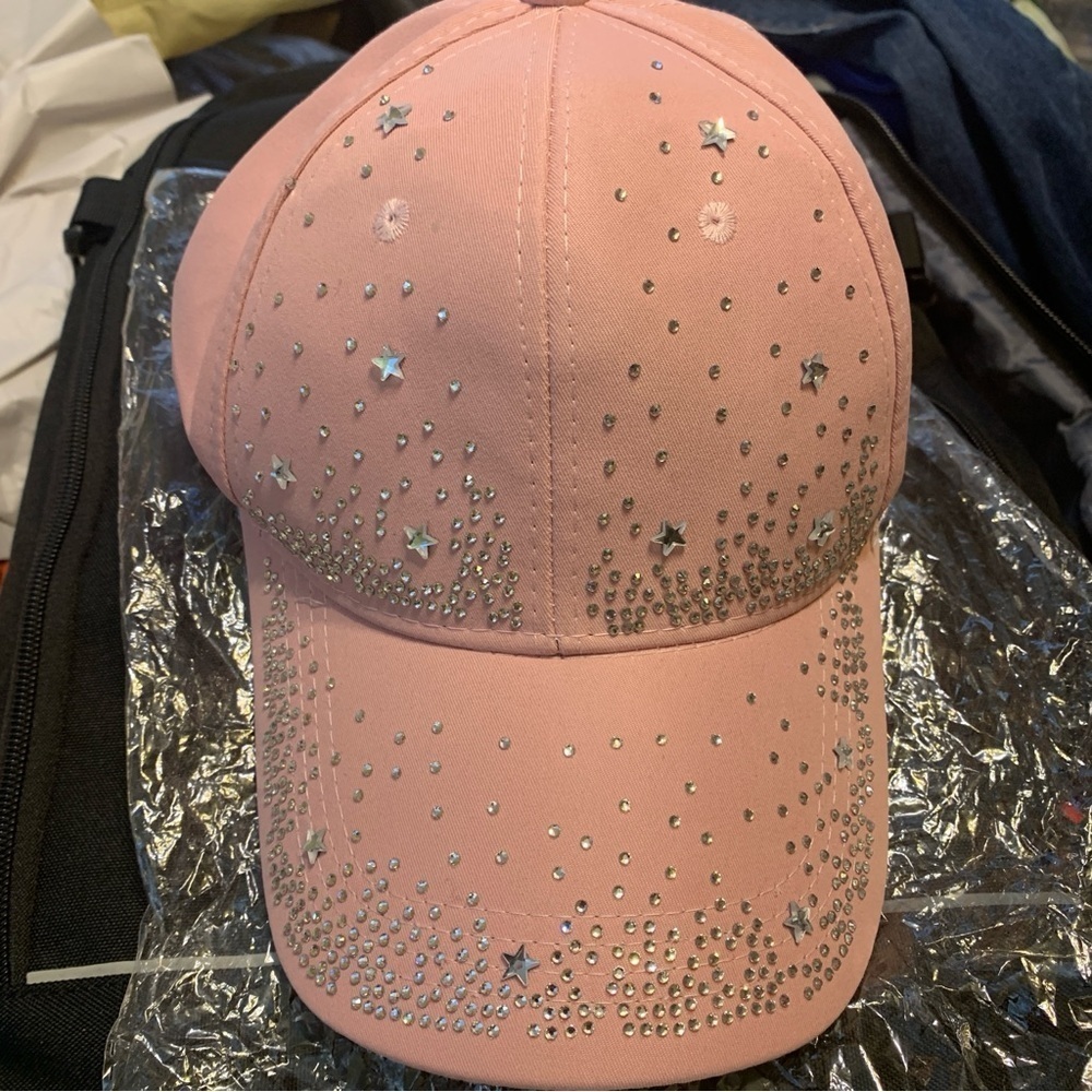 Pink Star & Rhinestone Embellished Baseball Cap - Picture 2 of 7
